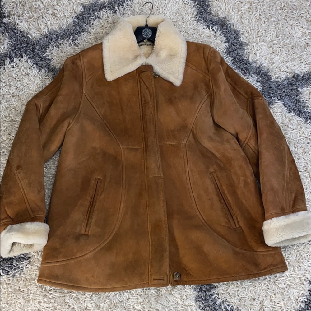 Warm suede/shearling coat size 6